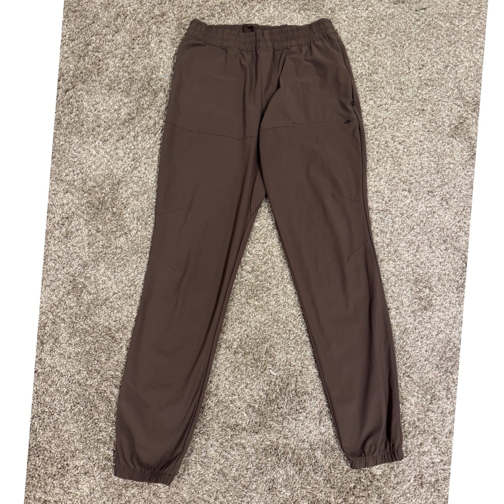 All in Motion Mens Brown Active Jogger Pants Size S Elastic Waist Zip Pockets